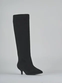 Stivali tacco 4cm camoscio nero