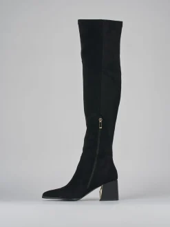 Stivali tacco 6cm camoscio nero