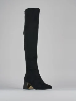 Stivali tacco 6cm camoscio nero