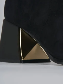 Stivali tacco 6cm camoscio nero