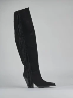 Stivali tacco 8cm camoscio nero