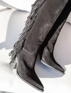 Stivali tacco 8cm camoscio nero