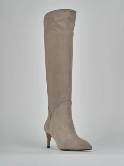 Stivali tacco 7cm camoscio beige