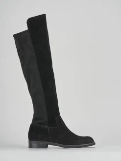 Stivali tacco 2cm camoscio nero