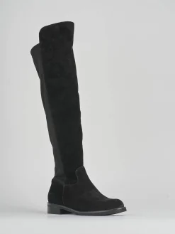 Stivali tacco 2cm camoscio nero