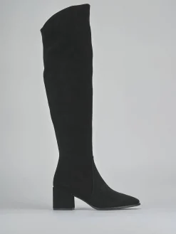 Stivali tacco 6cm camoscio nero