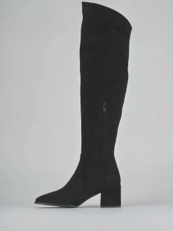 Stivali tacco 6cm camoscio nero