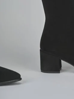 Stivali tacco 6cm camoscio nero