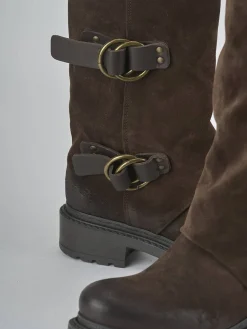 Stivali tacco 2cm camoscio testa