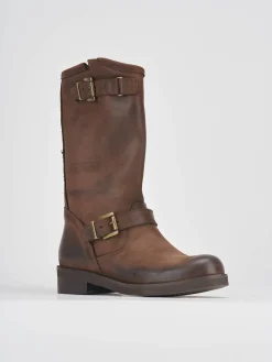 Stivali tacco 3cm nabuk marrone