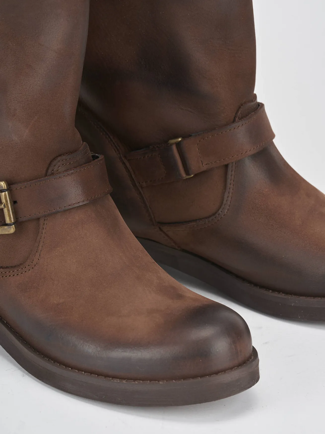 Stivali tacco 3cm nabuk marrone