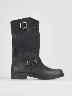 Stivali tacco 3cm nabuk nero