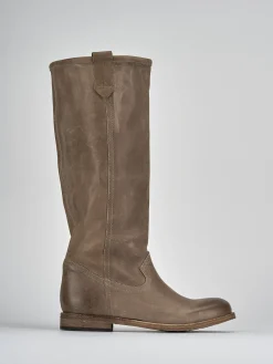 Stivali tacco 1cm pelle beige