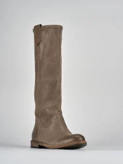 Stivali tacco 1cm pelle beige