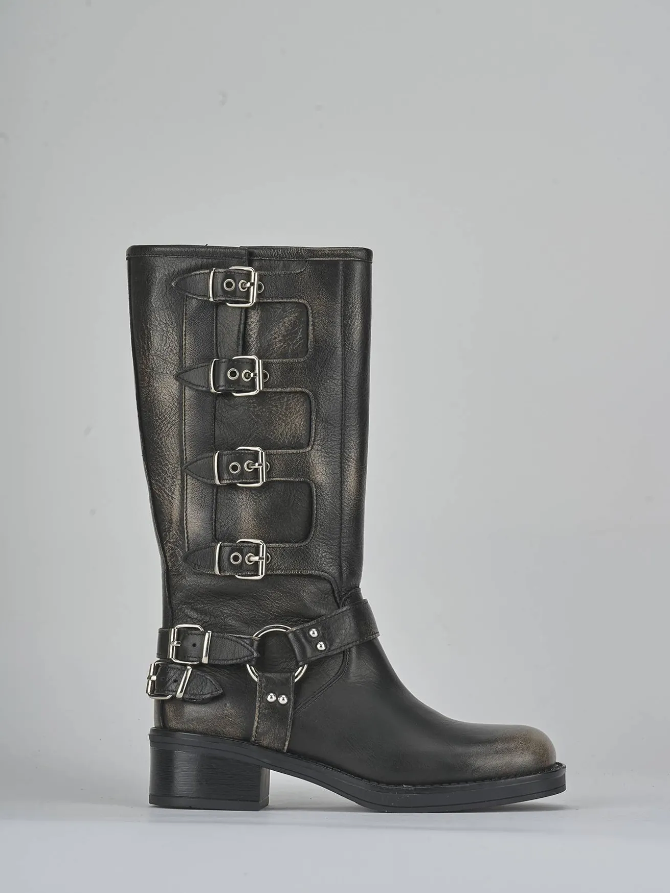 Stivali tacco 4cm pelle beige