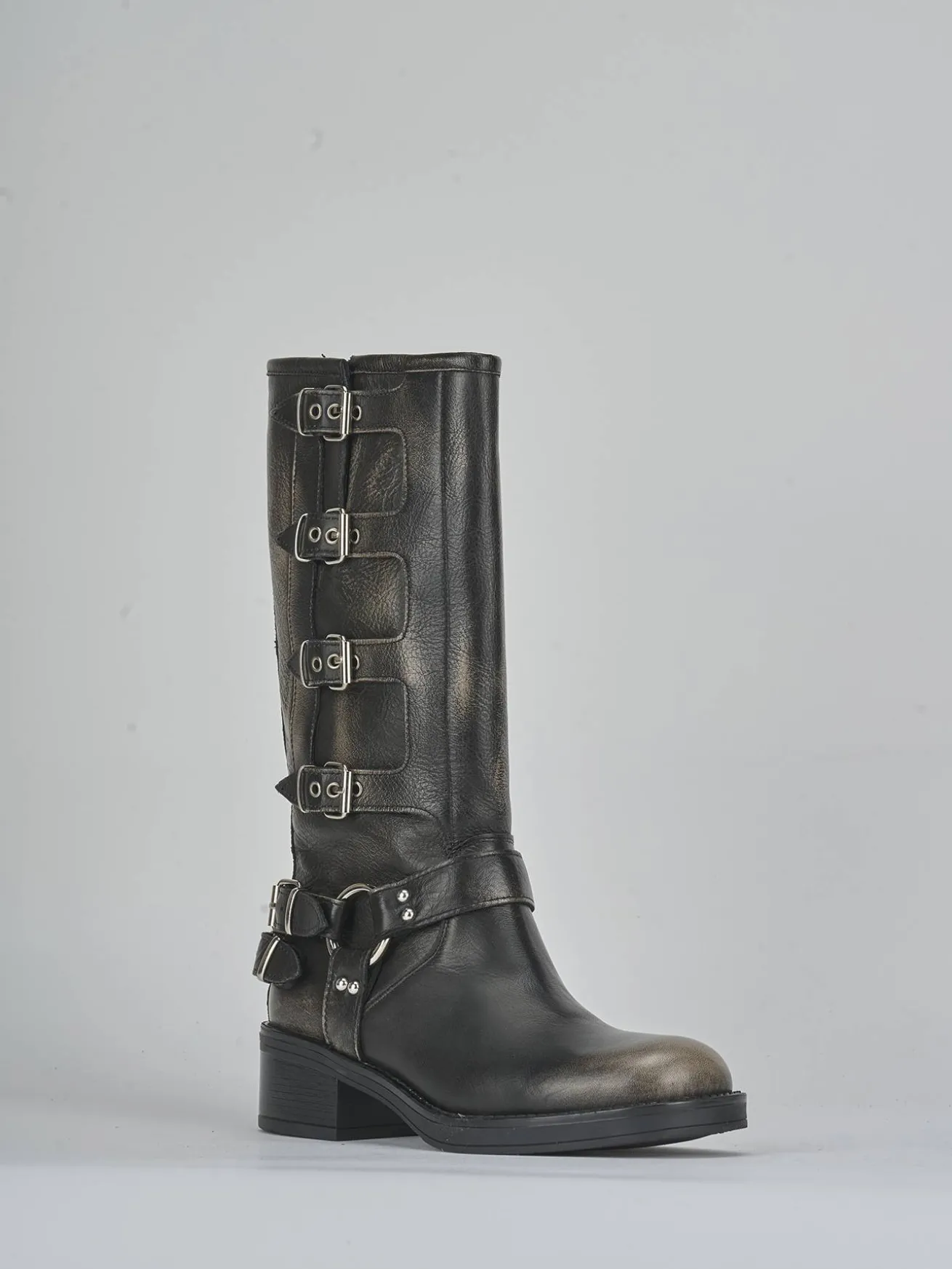 Stivali tacco 4cm pelle beige