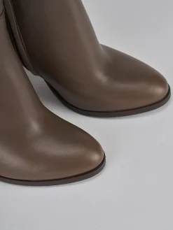 Stivali tacco 8cm pelle beige