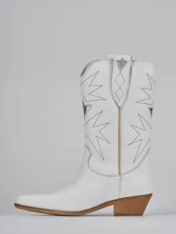 Stivali tacco 4cm pelle bianco