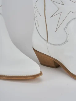 Stivali tacco 4cm pelle bianco