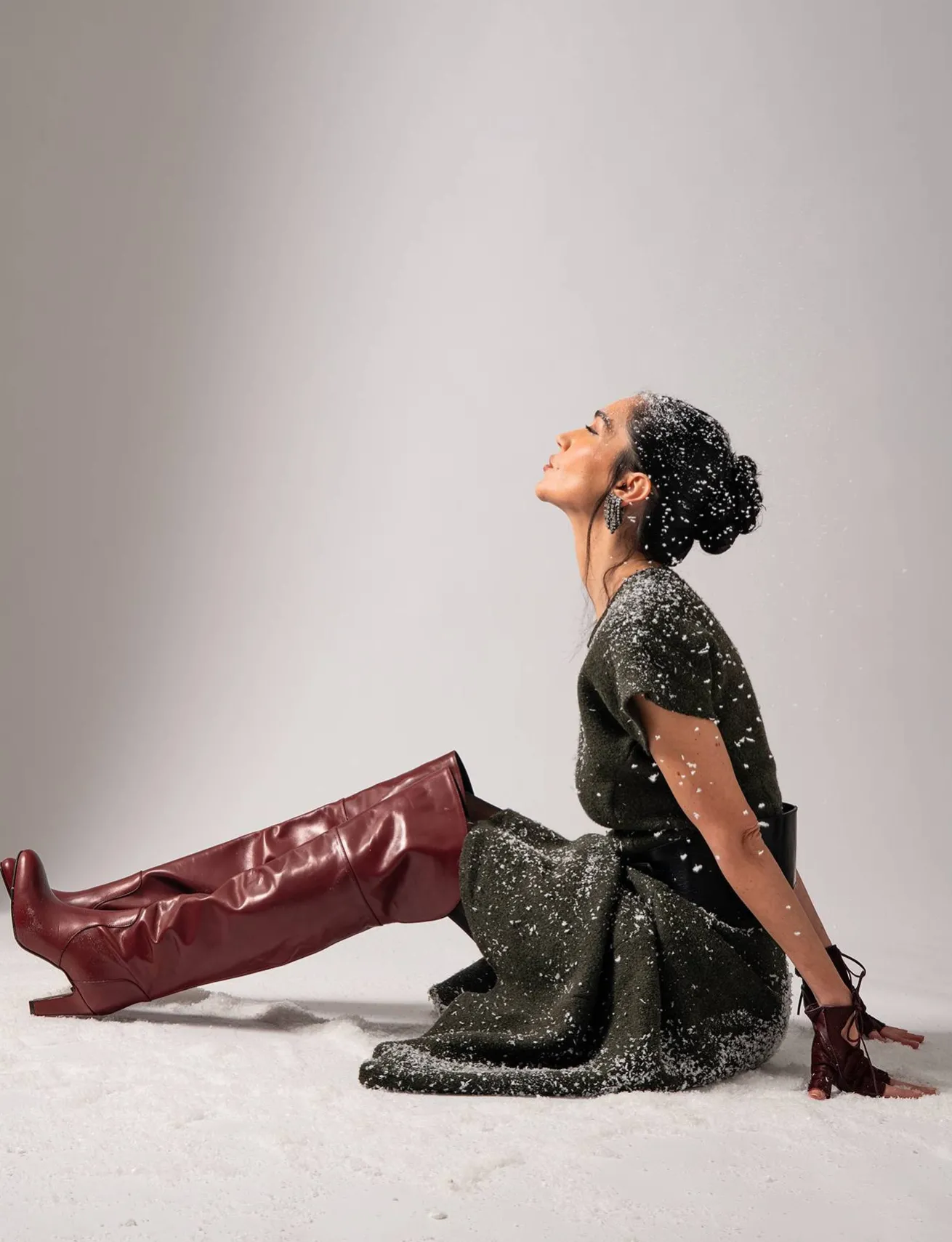 Stivali tacco 8cm pelle bordo'