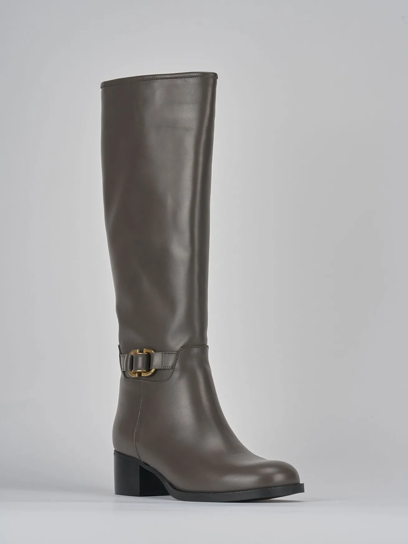 Stivali tacco 4cm pelle grigio