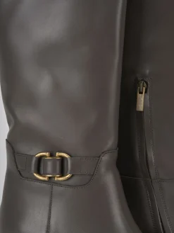 Stivali tacco 4cm pelle grigio