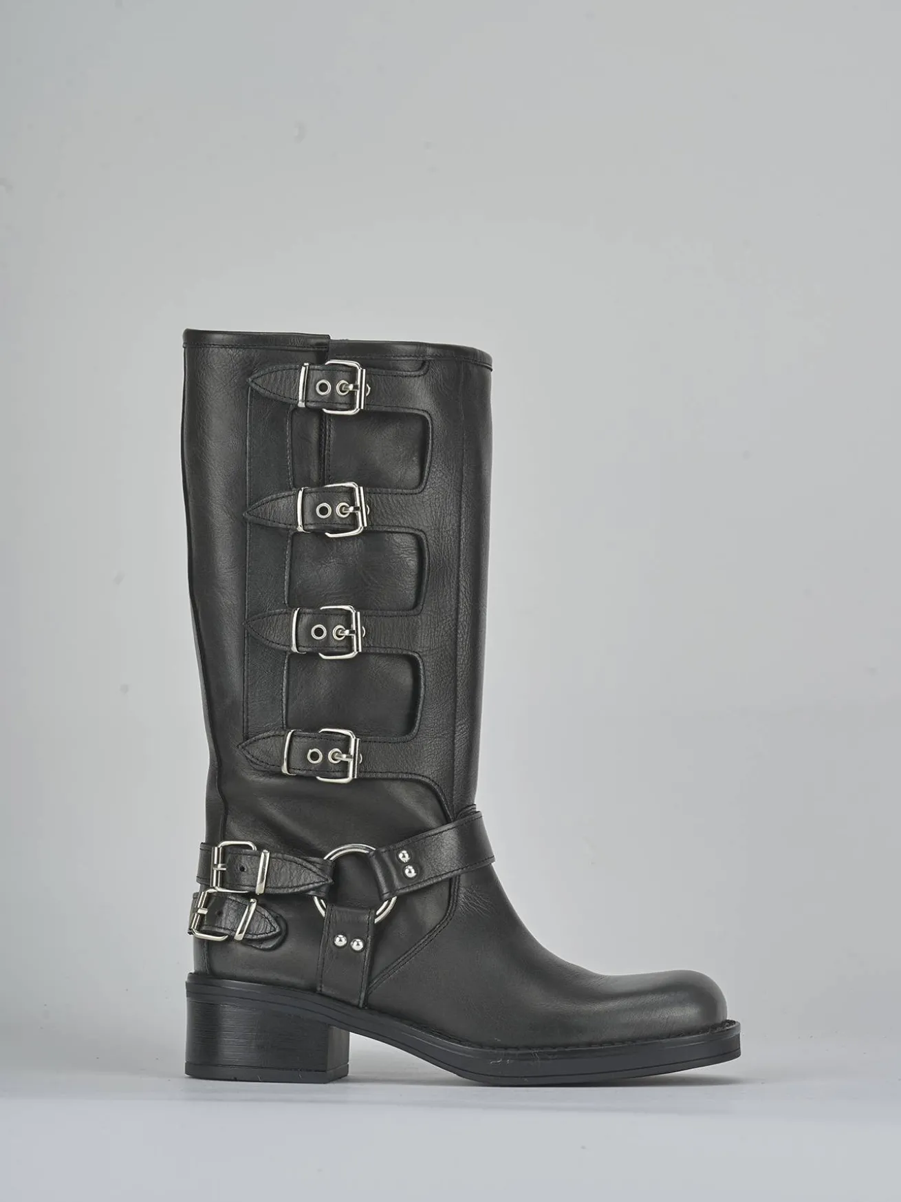 Stivali tacco 4cm pelle grigio