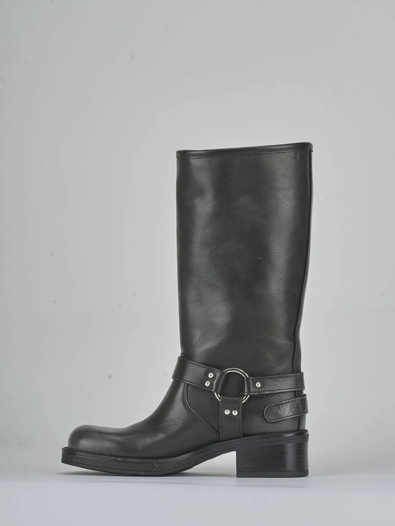 Stivali tacco 4cm pelle grigio