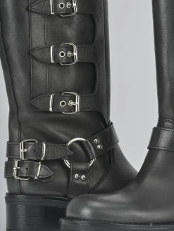 Stivali tacco 4cm pelle grigio