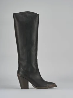 Stivali tacco 9cm pelle marrone