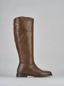 Stivali tacco 2cm pelle marrone