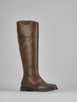 Stivali tacco 2cm pelle marrone