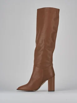 Stivali tacco 9cm pelle marrone