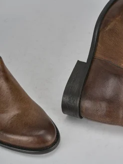 Stivali tacco 2cm pelle marrone