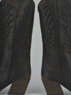 Stivali tacco 5cm pelle marrone