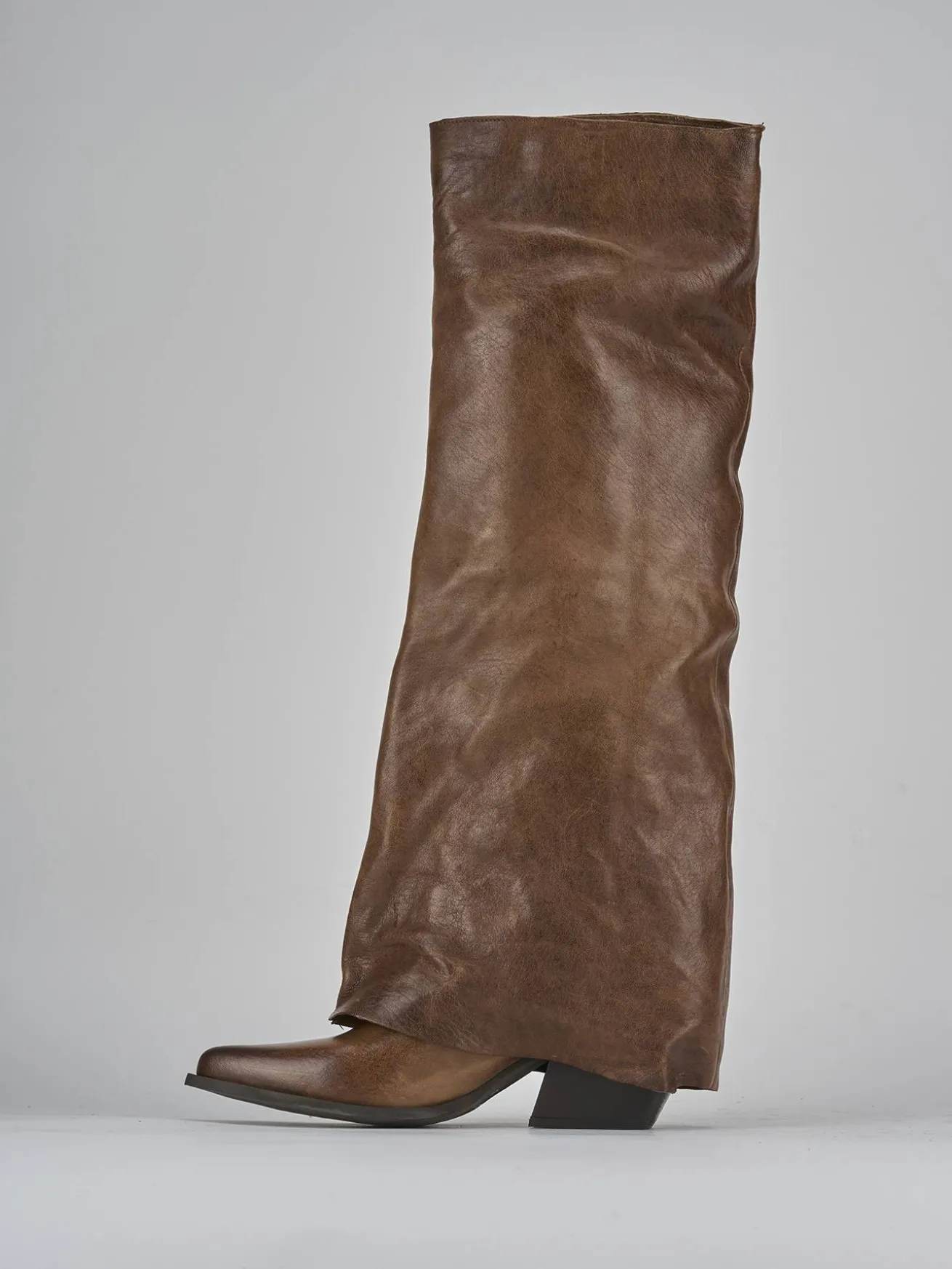 Stivali tacco 6cm pelle marrone