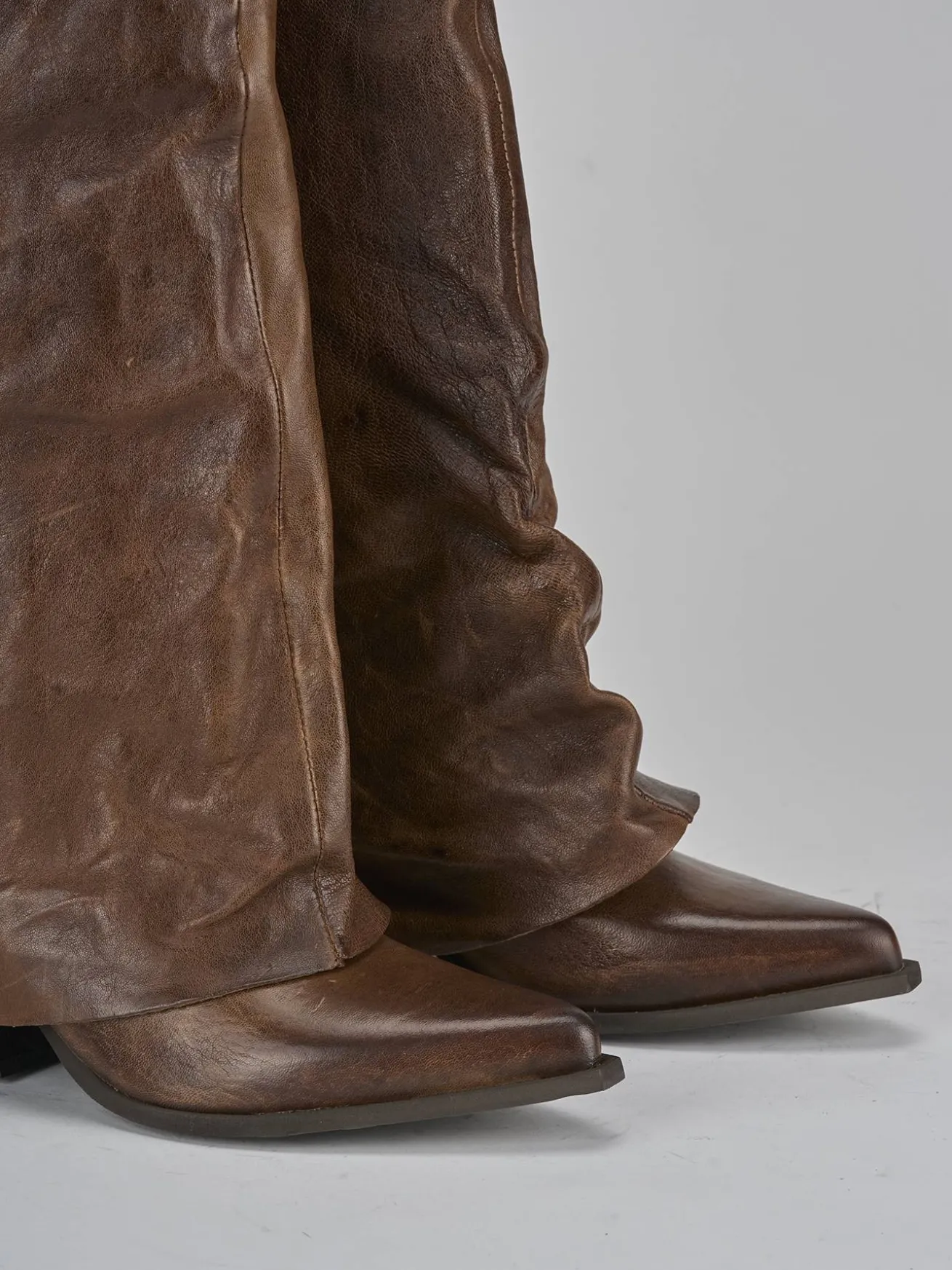 Stivali tacco 6cm pelle marrone