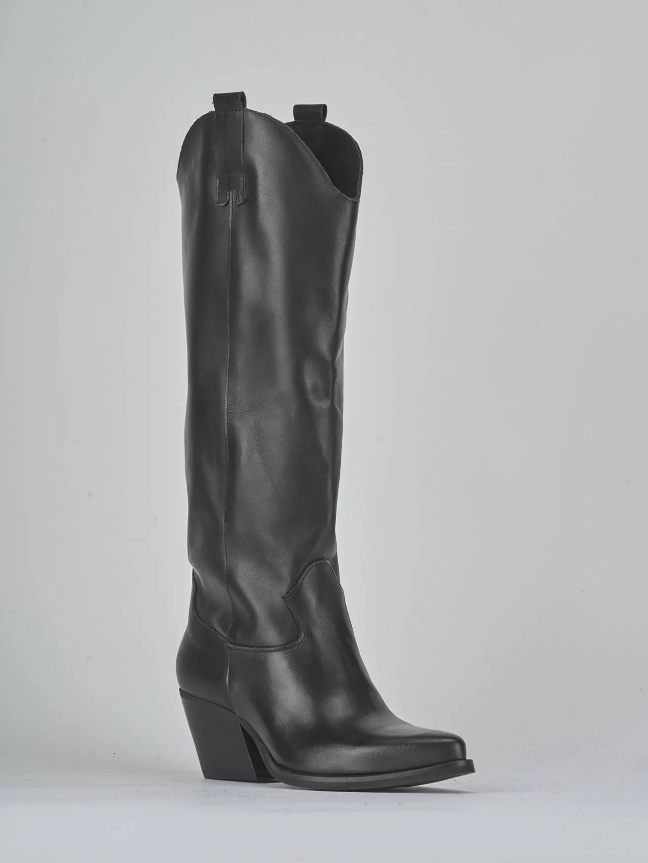 Stivali tacco 8cm pelle nero