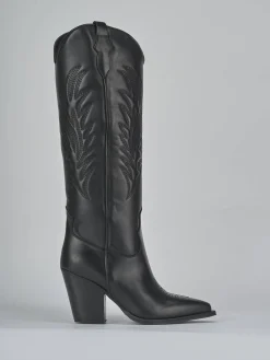 Stivali tacco 8cm pelle nero