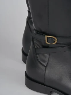 Stivali tacco 2cm pelle nero