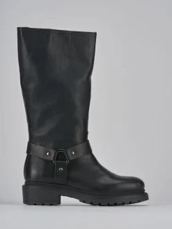 Stivali tacco 2cm pelle nero