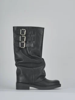 Stivali tacco 3cm pelle nero