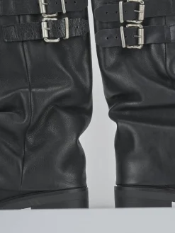 Stivali tacco 3cm pelle nero