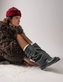 Stivali tacco 3cm pelle nero