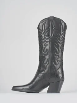 Stivali tacco 6cm pelle nero