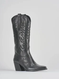 Stivali tacco 6cm pelle nero