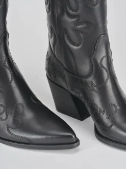 Stivali tacco 6cm pelle nero