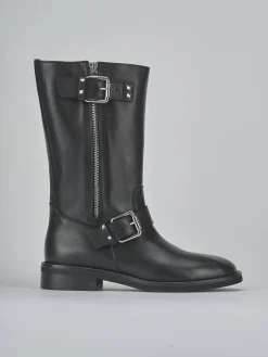 Stivali tacco 2cm pelle nero