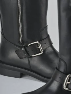 Stivali tacco 2cm pelle nero