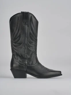 Stivali tacco 5cm pelle nero